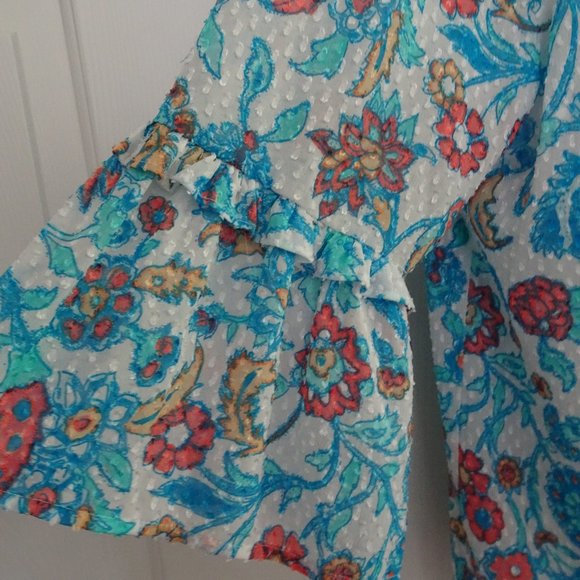 Women's Blue Print Runic Top w. Attached Tank-NWT - Picture 2 of 11